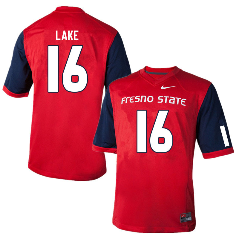 Men #16 Grant Lake Fresno State Bulldogs College Football Jerseys Sale-Red